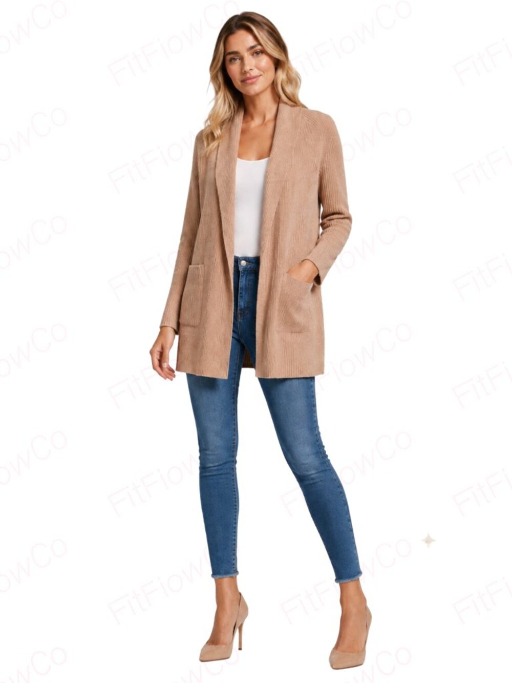 Ann Taylor 100% Cashmere Ribbed Shawl Collar Cardigan Petite SP Camel